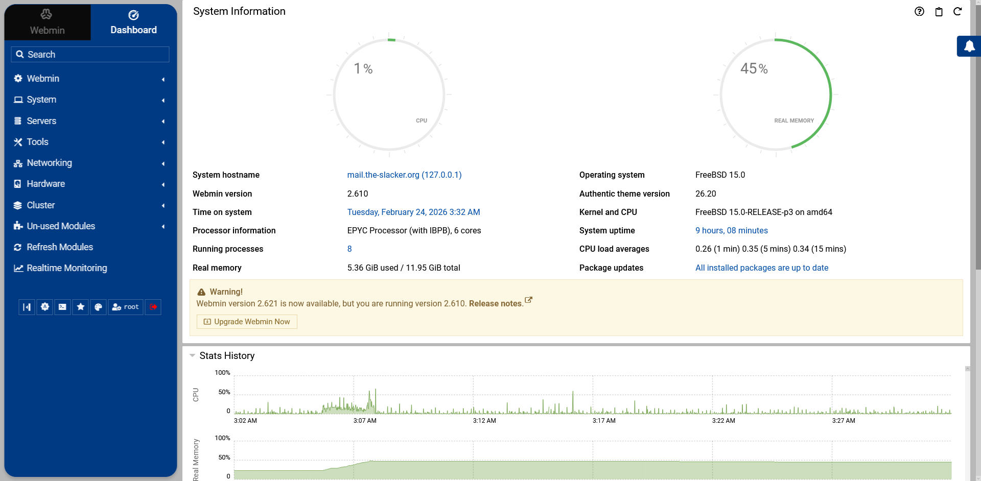 FreeBSD Webmin Screenshot